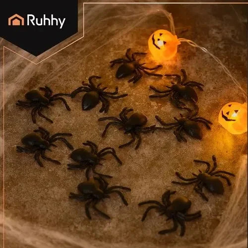 Halloween Deko Spinnen 10er Set – Realistische Kunststoff Spinnen 3x3 cm Schwarz