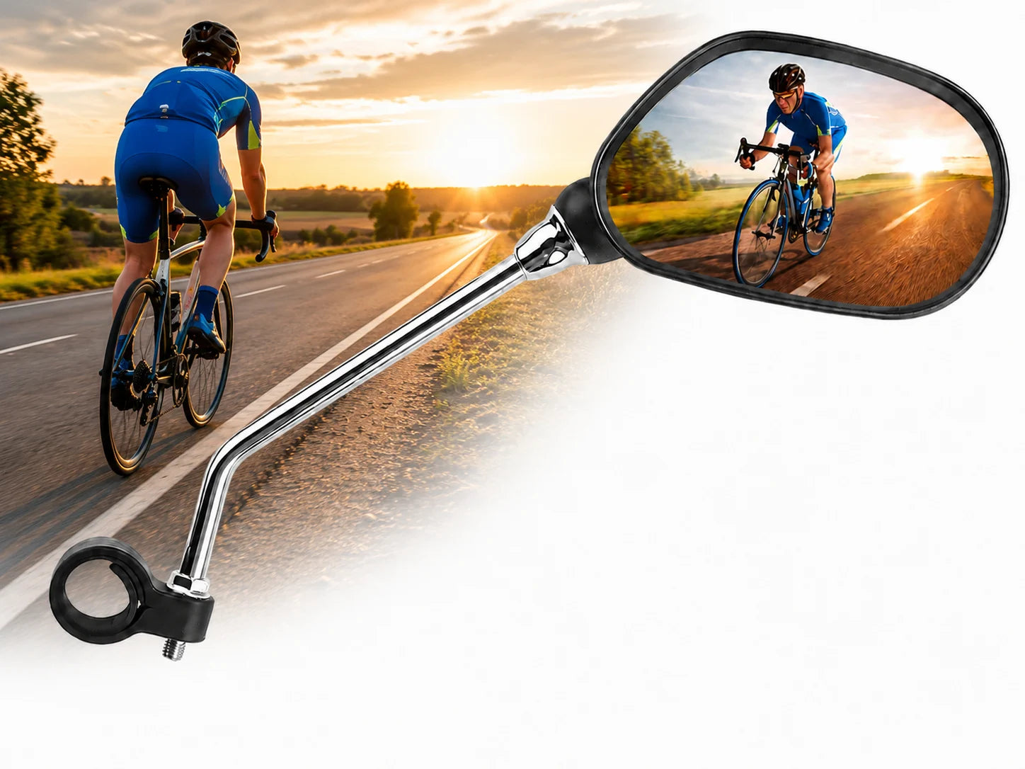 2 Fahrradspiegel mit Reflektor Lenkerspiegel 20-25 mm Verstellbar Schwarz