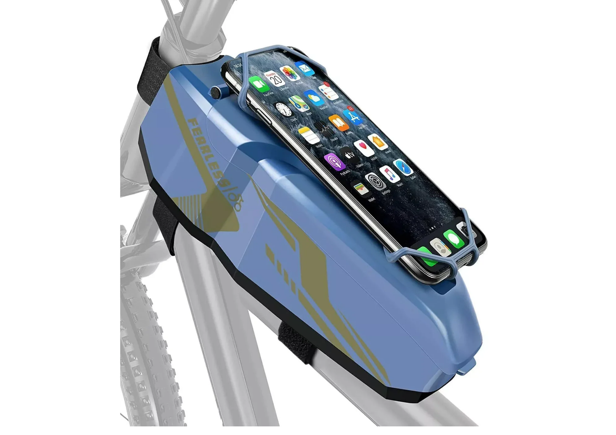 Fahrrad Rahmentasche Blau mit Handyhalter – Wasserdichte Oberrohr Tasche 1L für Smartphones bis 6 Zoll