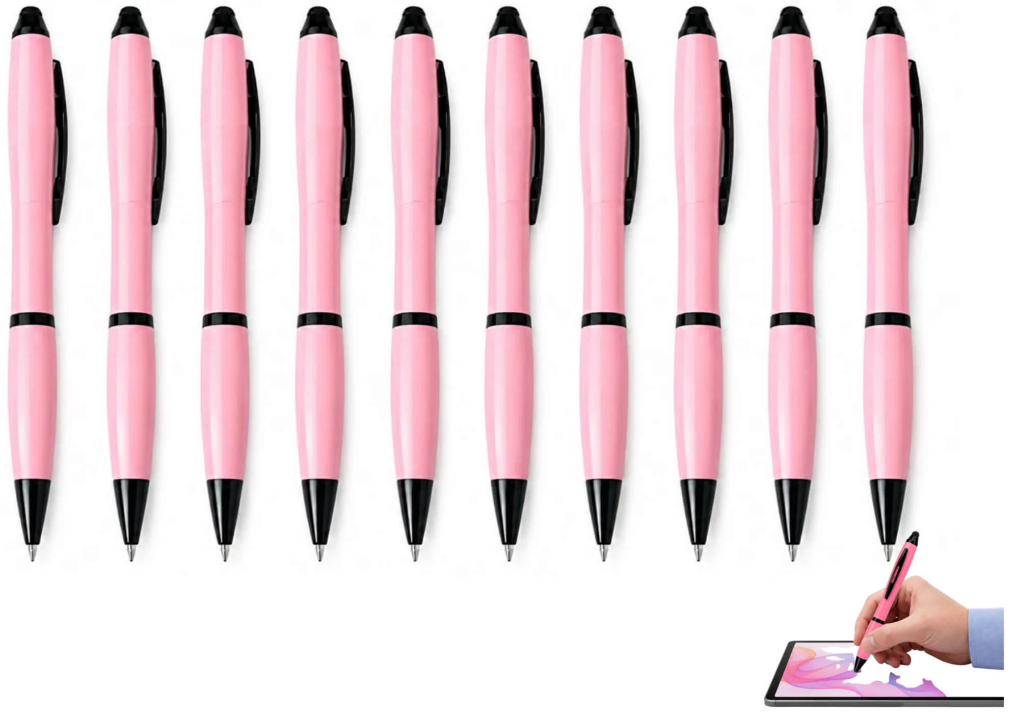 Kugelschreiber Rosa mit Clip Schreibstift Büro Schule 1/10 Stück
