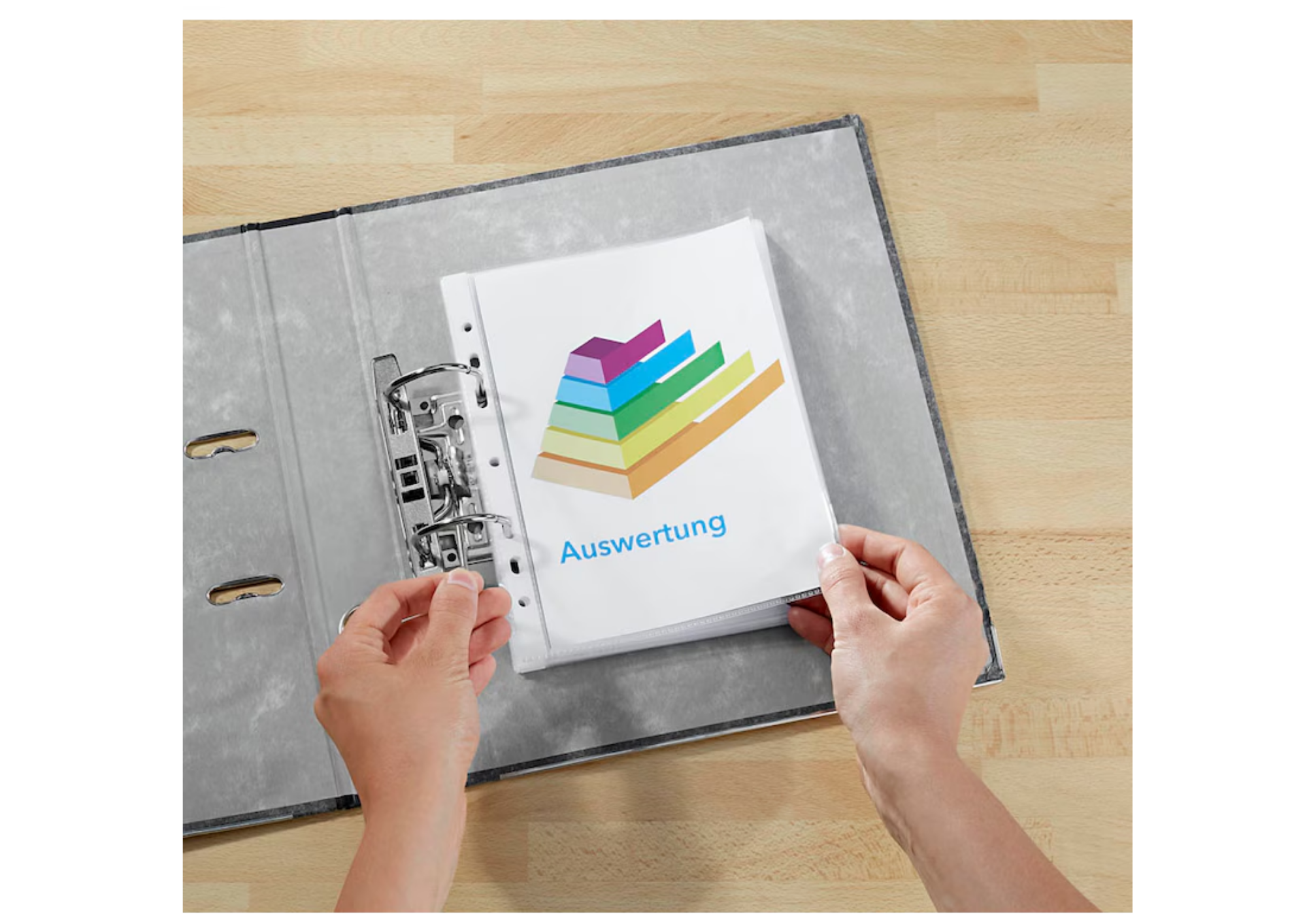 Brochure pockets DIN A5 / 100 pieces/Grained Top Open Transparent Pockets