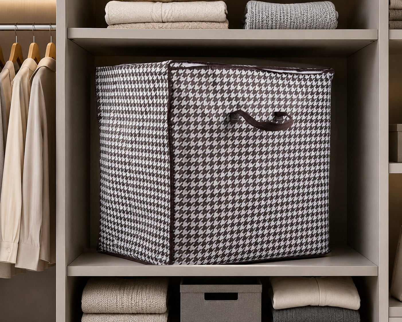 Kleiderschrank Organizer 180L faltbar â Stoff Aufbewahrungsbox in Leinenoptik