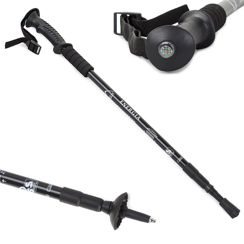 Nordic Walking Stock Teleskop 64-135 cm – Alu Antischock Wanderstock mit Korkgriff