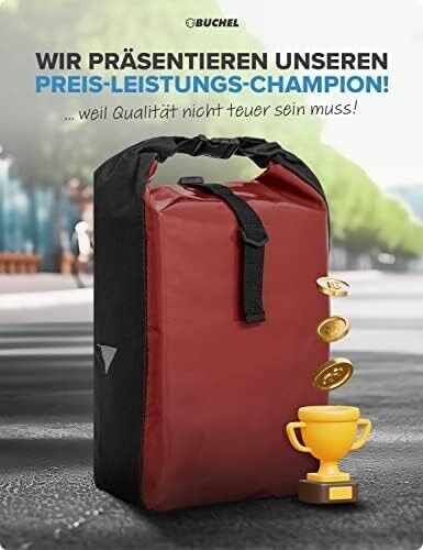 BĂŒchel Fahrradtasche fĂŒr GepĂ€cktrĂ€ger 10kg Wasserabweisend mit Schultergurt & Reflektoren