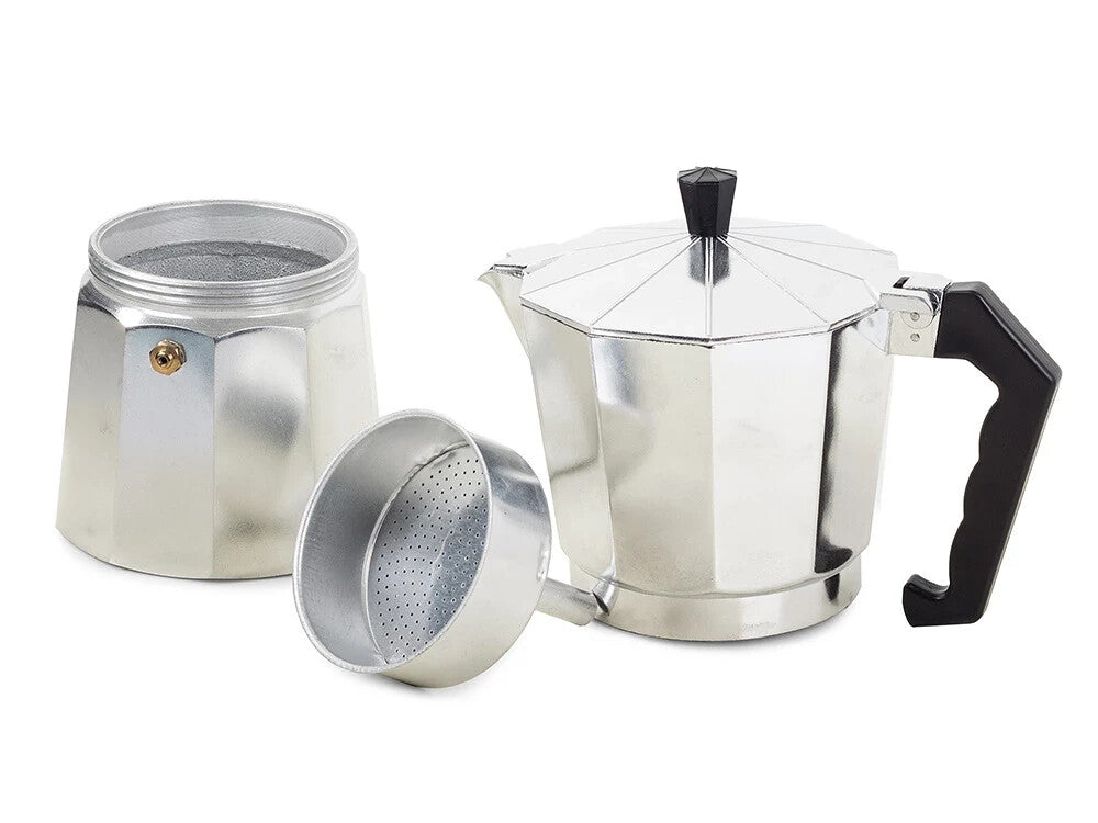 Espressokocher Aluminium 3 Tassen 150 ml – Moka Kaffeemaschine für Gas & Elektroherd schwarz oder silber