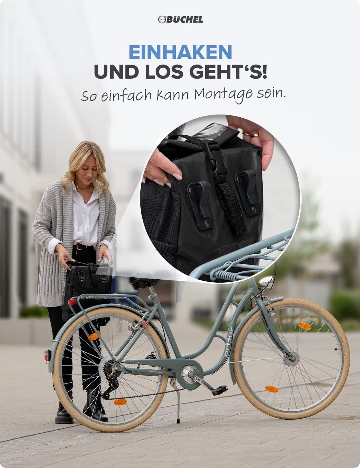 Wasserabweisende Fahrradtasche fĂŒr GepĂ€cktrĂ€ger â Hinten, robust & bis 10 kg