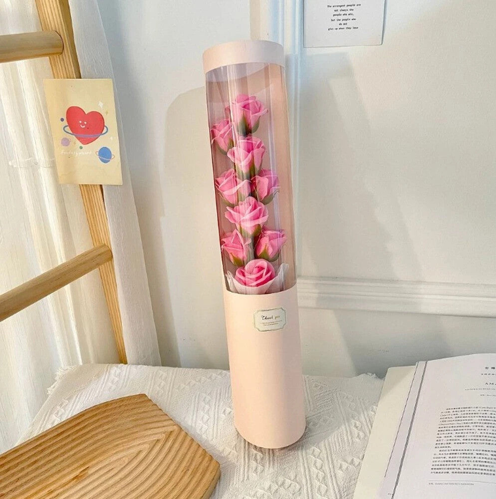 Duftseifenblumenstrauß mit LED in Geschenkbox – Rosa, romantisch, 50 cm💐💐💐💐
