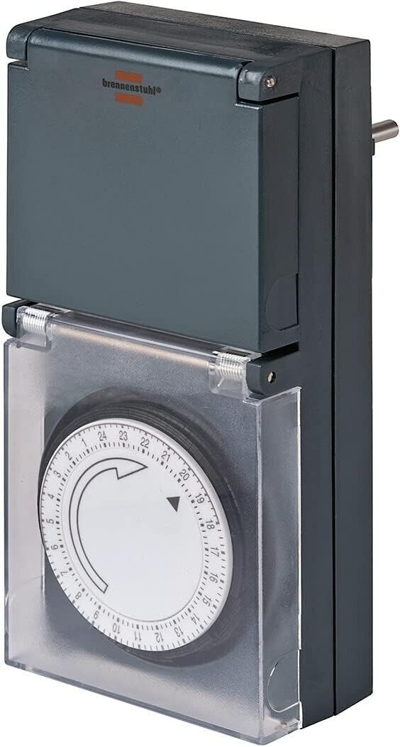 Brennenstuhl MZ 44 IP44 Mechanische Zeitschaltuhr – Timer Steckdose für Innen & Außen