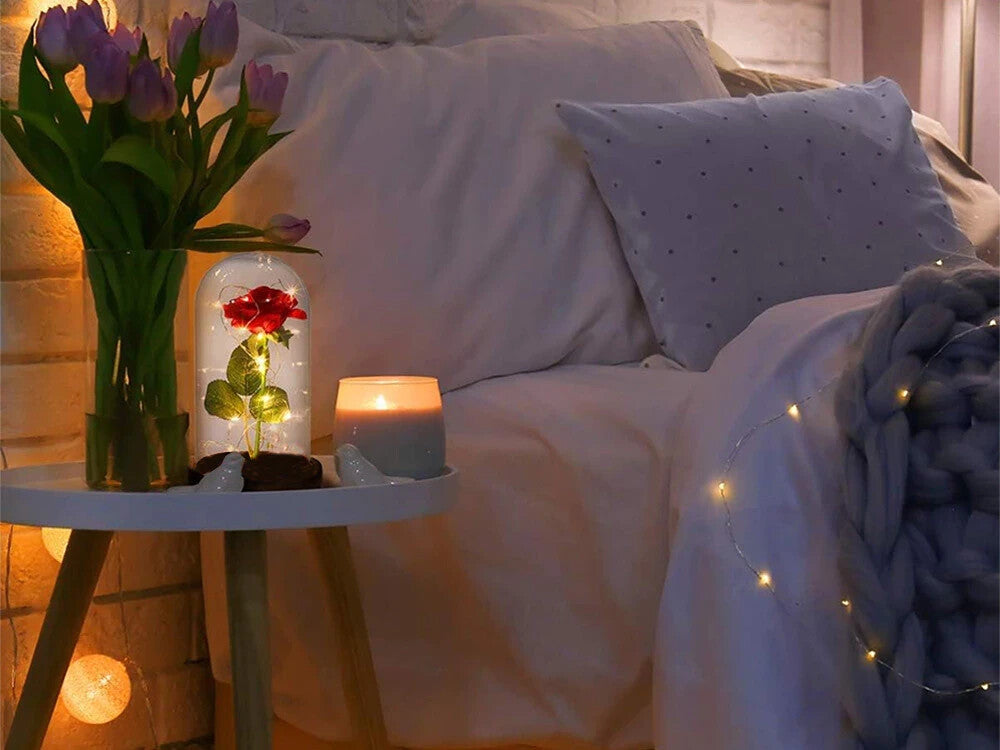 Romantische LED Rose im Glas Geschenkidee Geburtstag Valentinstag Jahrestag
💕-
