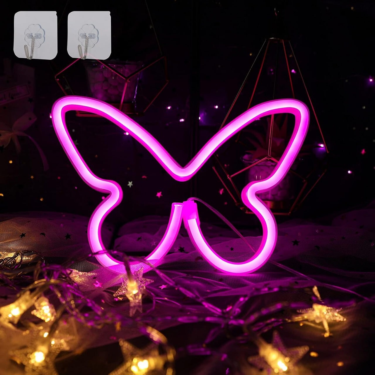 LED Butterfly Neonlicht Rosa USB/Batterie Wanddeko Party Geburtstag Hochzeit🦋🦋
