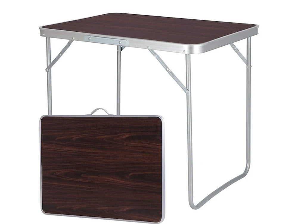 Campingtisch Klappbar 70x50 cm in Holzoptik Braun – Faltbarer Gartentisch für Camping, Balkon, Garten, Picknick und Outdoor