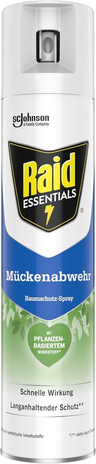 Raid Essentials Mückenspray 300ml Pflanzlich Geruchsfrei Innenraum 4h Schutz