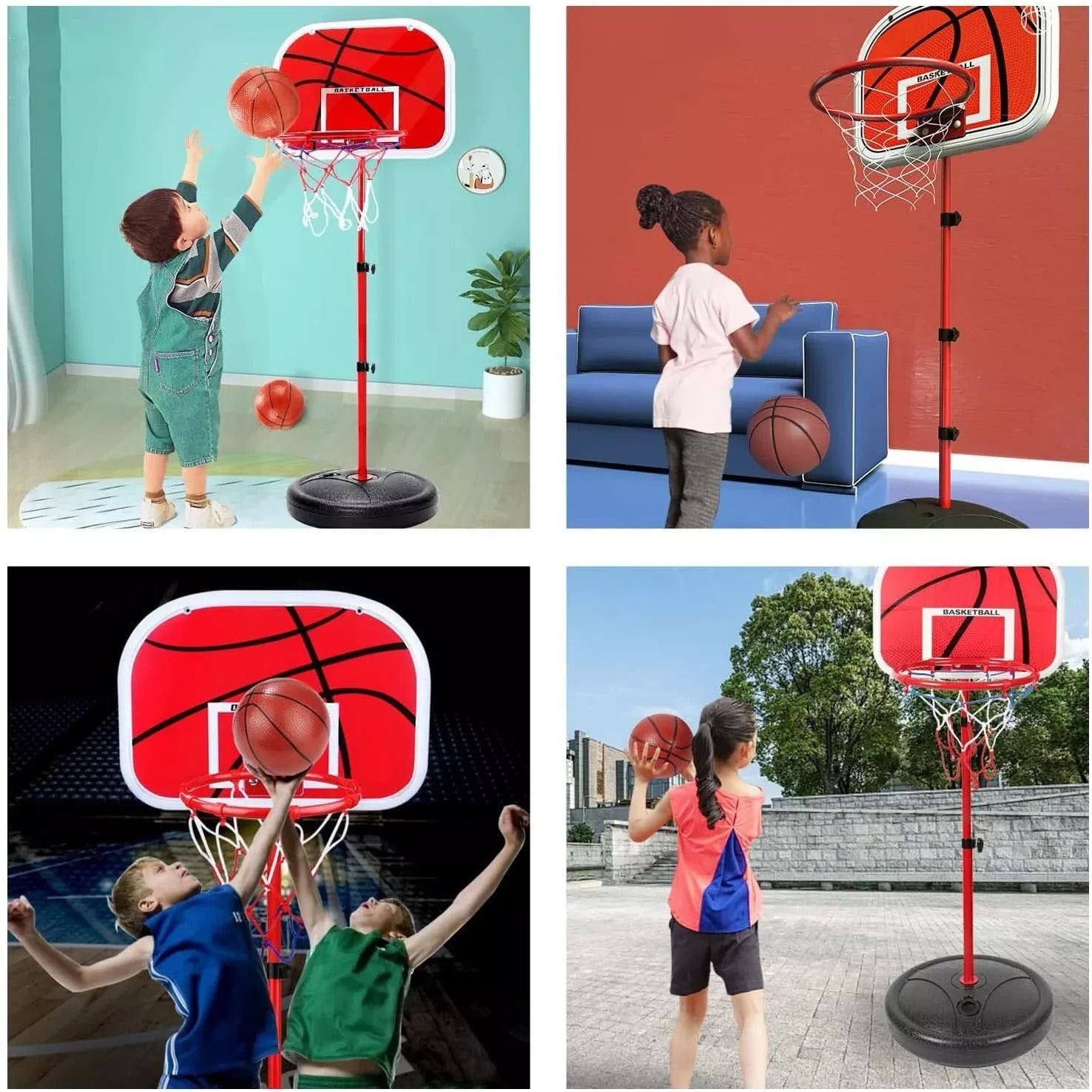 Kinder Basketball SET+Basketballkorb +BasketballstÀnder+Pumpe+ Ball 73-170cm