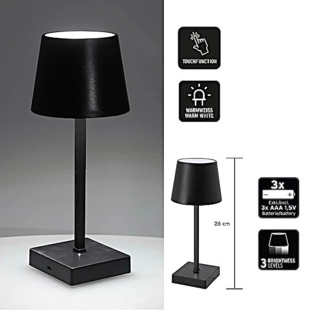 LED Tischleuchte dimmbar Touch | WeiĂ/Schwarz/Grau | 26 cm | 120 Lumen