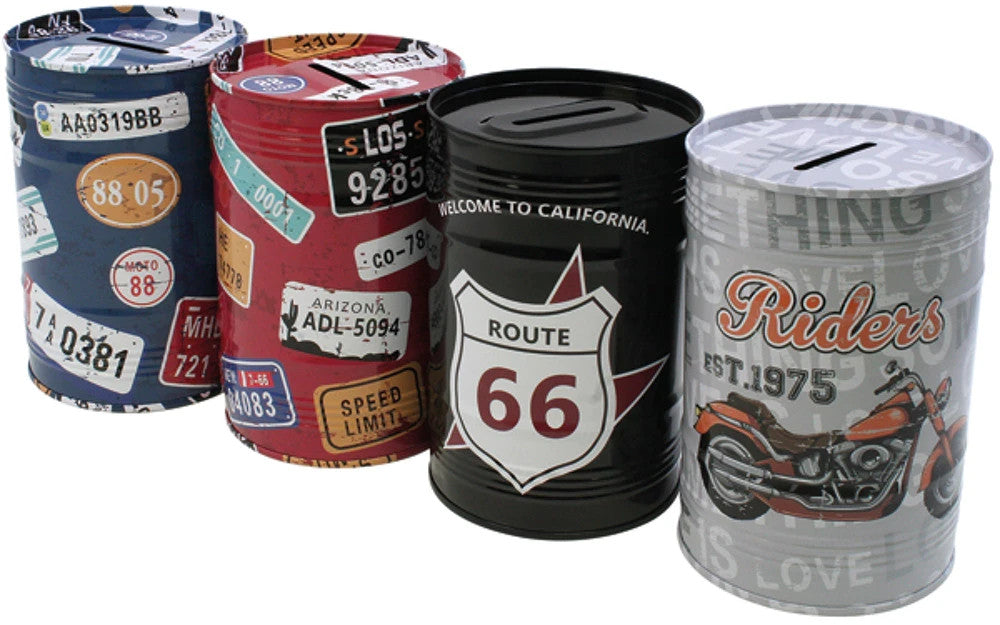 Spardose US Route 66 Design 12,5x8 cm Metall Retro GeldbĂŒchse USA - 1 stĂŒck