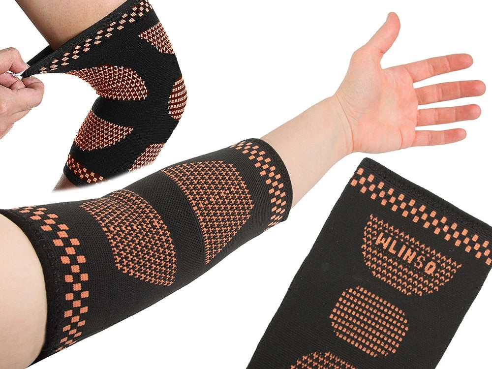 EllenbogenstĂŒtze Ellenbogengelenk Stabilisator Orthese Bandage Schwarz-Orange