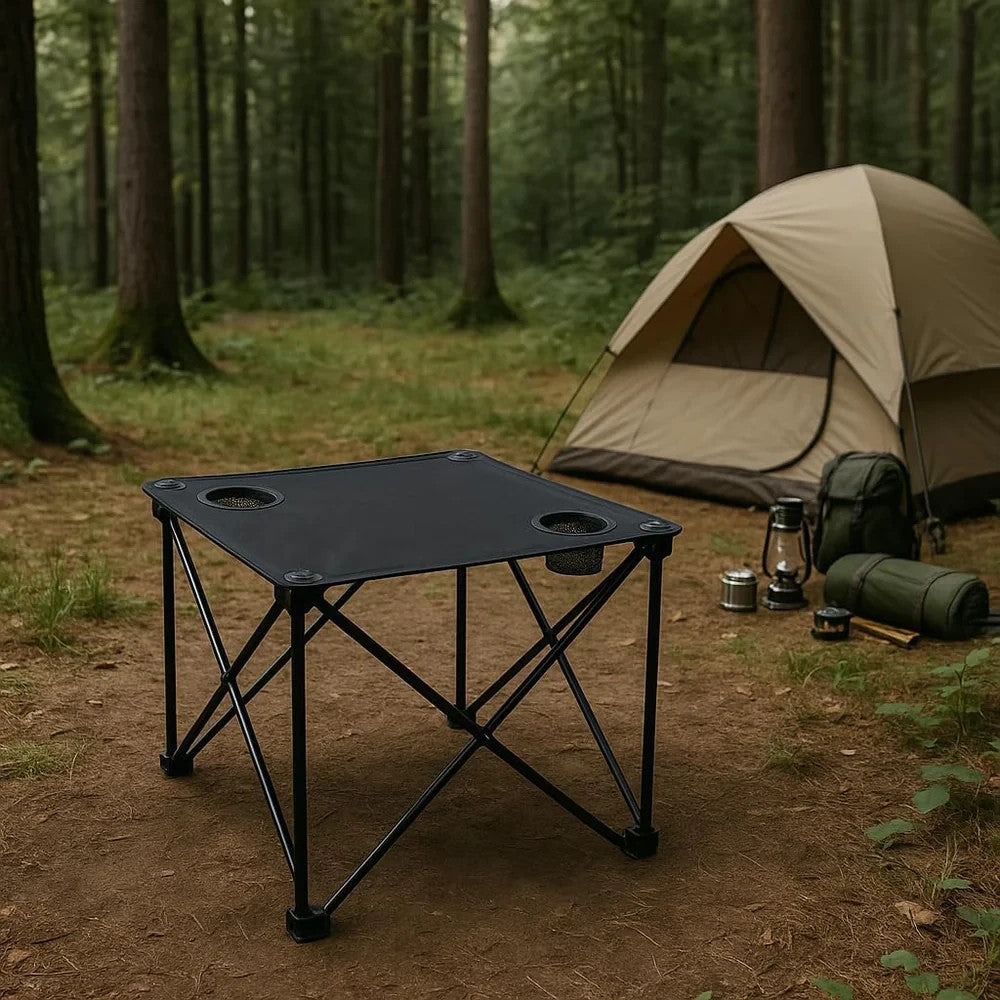 Camping Set 2x Klappstuhl Tisch faltbar Angelstuhl Outdoor mit Getränkehalter&Taschen