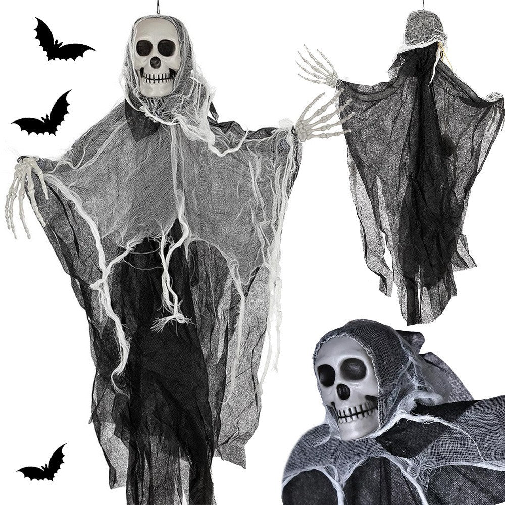 Halloween Deko Hängendes Gespenst Skelett Totenkopf Geist 80cm 🎃👻