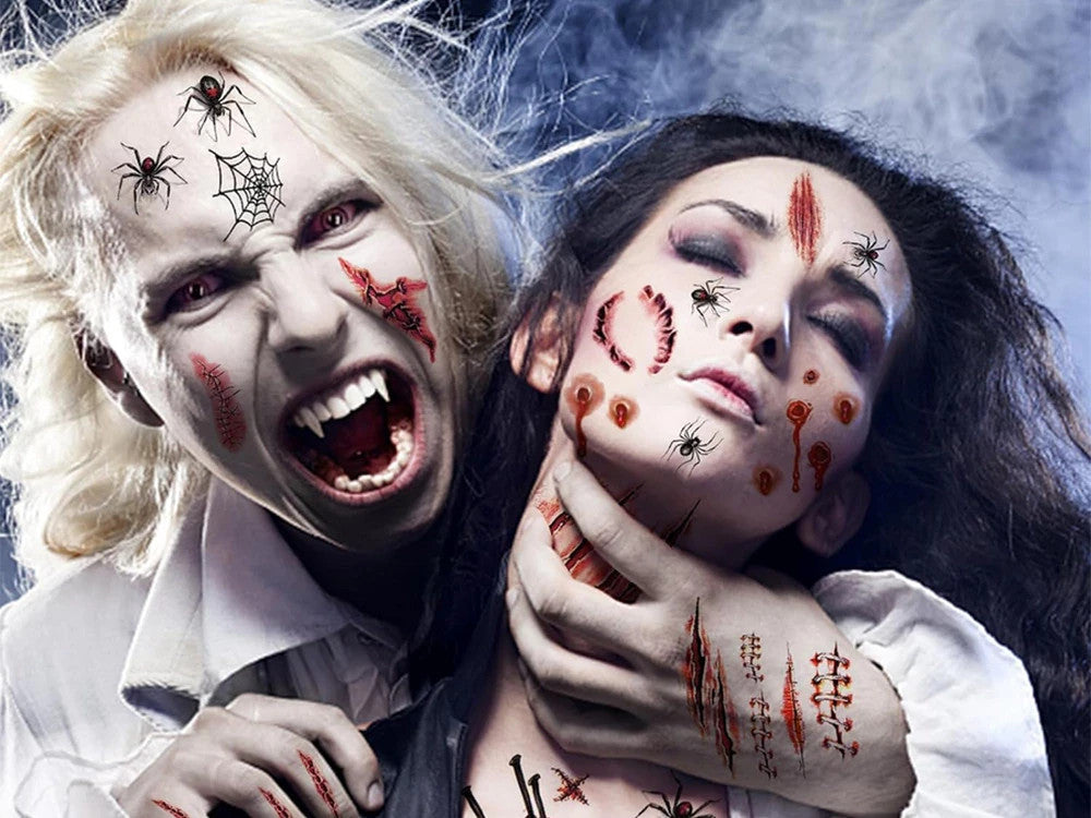 Halloween Tattoos Blut Realistisch Waschbar Temporär Hautaufkleber 🎃💉 4038732800489