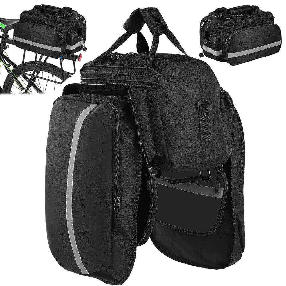 Fahrradtasche GepÀcktrÀger Hinten 30L | Wasserdicht 3 FÀcher + Regenschutz