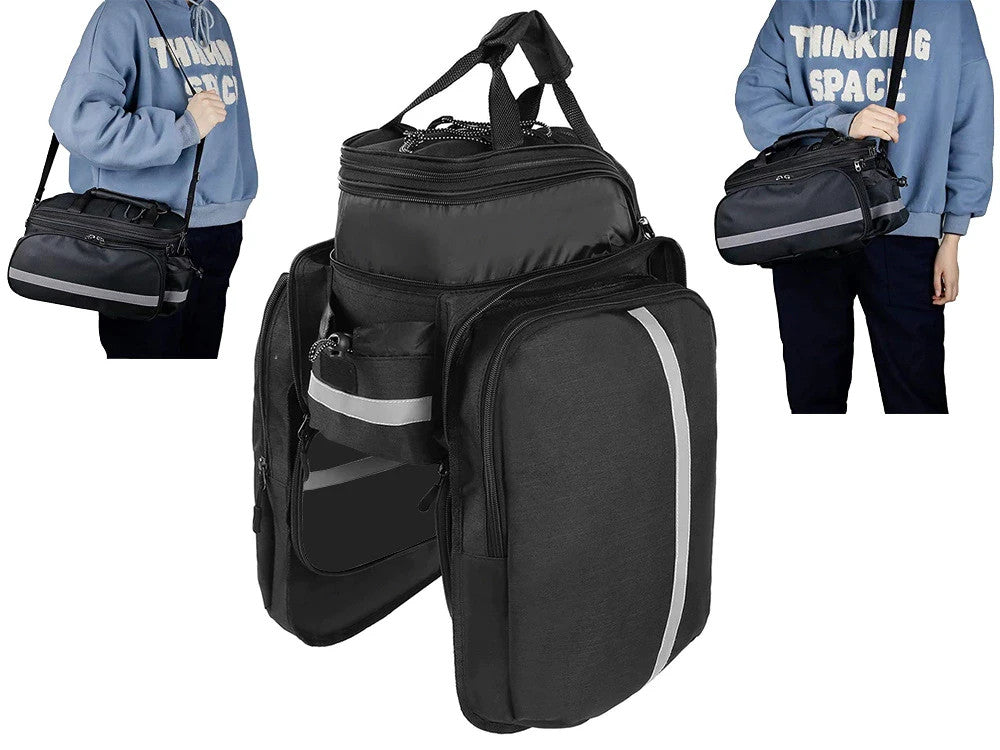 Fahrradtasche GepÀcktrÀger Hinten 30L | Wasserdicht 3 FÀcher + Regenschutz