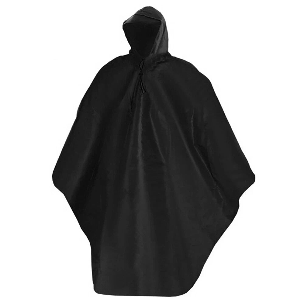 Wasserdichter Regenponcho mit Kapuze & Visier fĂŒr Outdoor & Festival - Schwarz