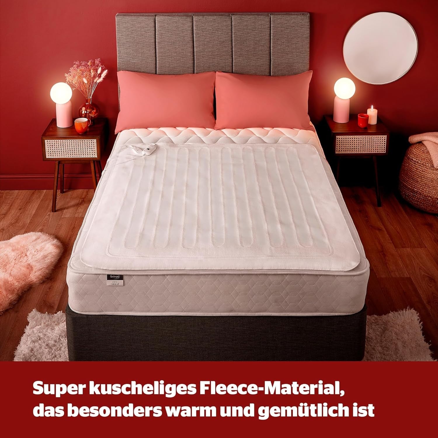 Heizdecke 80x50cm | 3 Stufen Wärmedecke Bett Heizmatte Fleece Waschbar