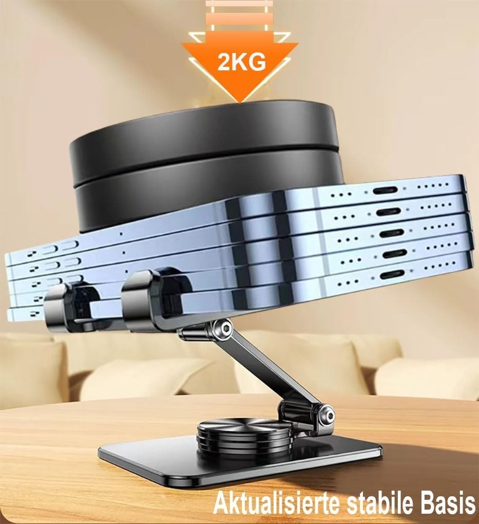 360° Drehbarer Handy-StĂ€nder Tisch Metall Faltbar Verstellbar 4â11 Zoll
