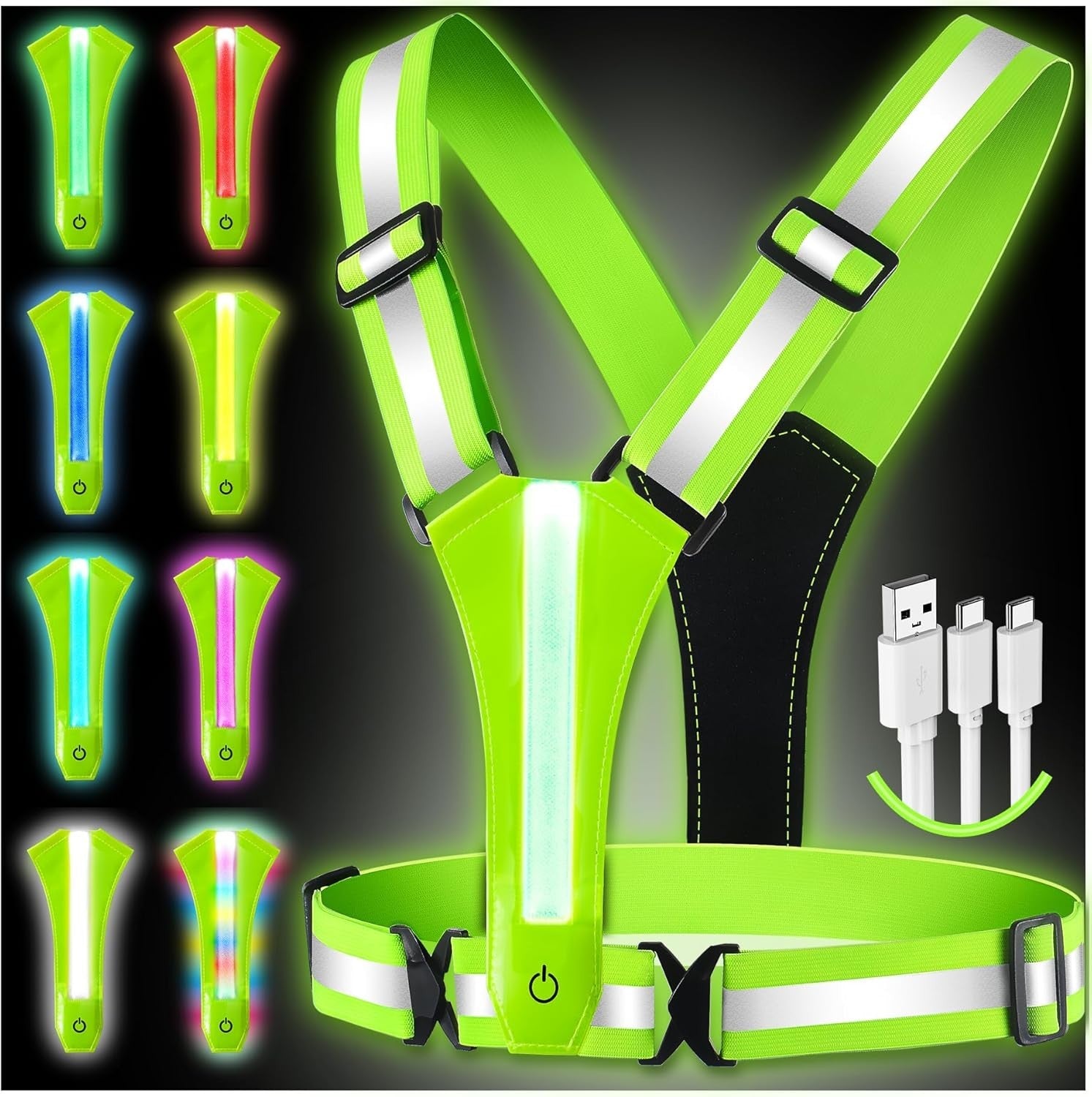 USB Warnweste Fahrrad Motorrad Reflektor Sicherheitsweste Sport Leuchtweste West
