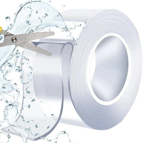 Transparentes doppelseitiges Klebeband 100 cm – Waschbar, spurlos & wiederverwendbar