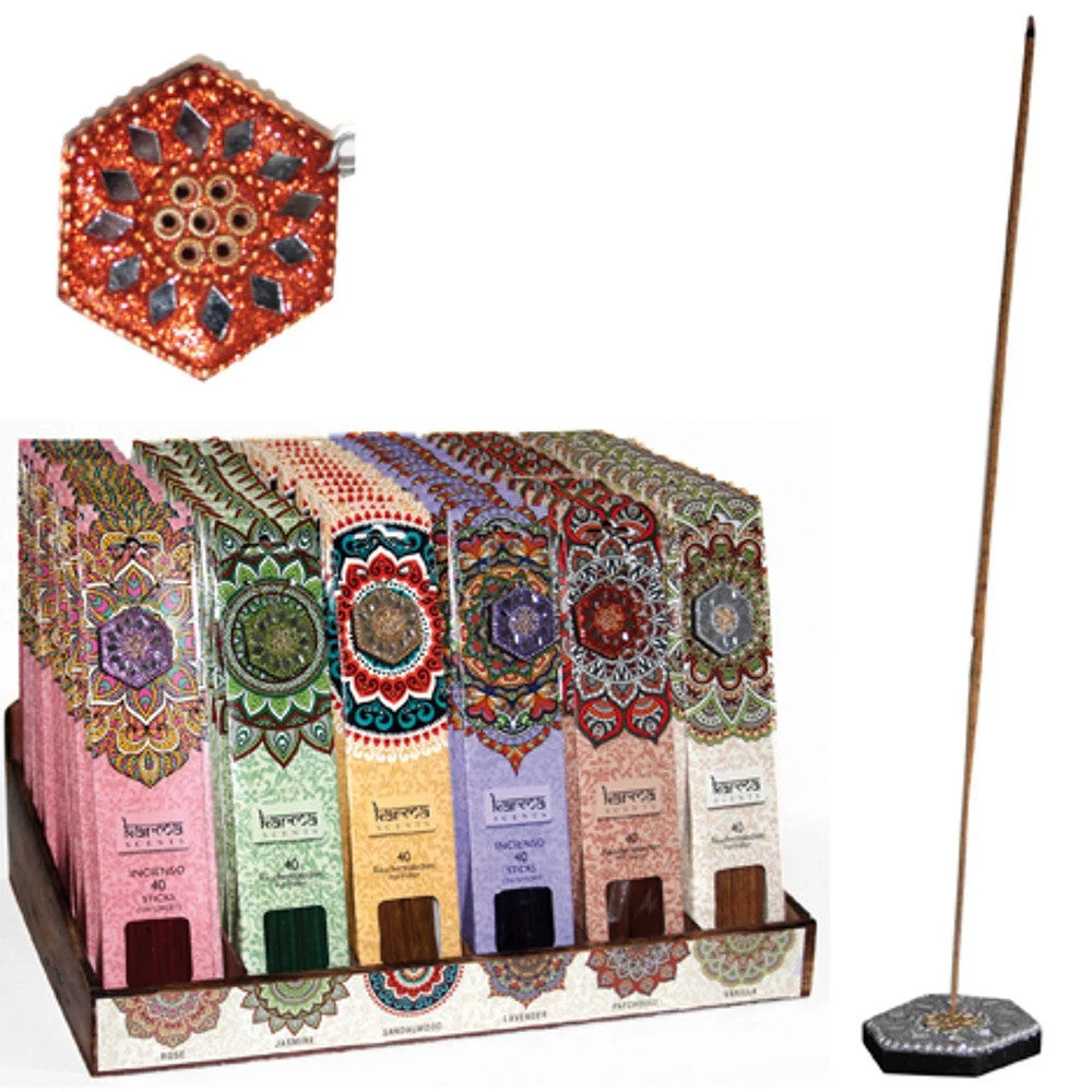 Räucherstäbchen Indische 40 Stück inkl. Halter – verschiedene Düfte (Karma Scent