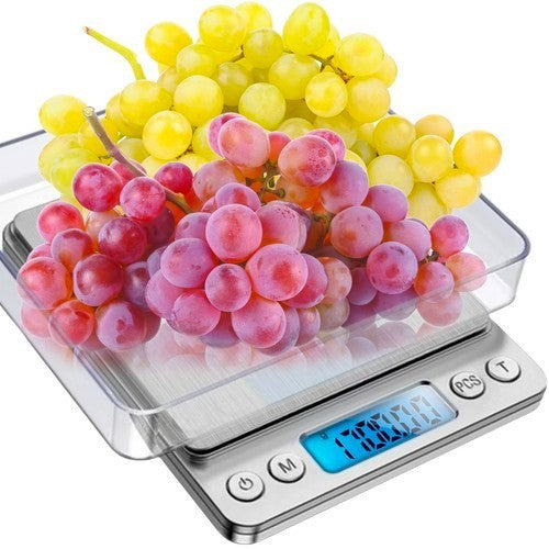 Digitale Küchenwaage 0,1g Präzisionswaage bis 2kg mit LCD Display & Edelstahlfläche