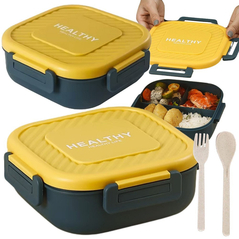 Lunchbox Frühstücksbox mit Trennwänden & Besteck für Schule Arbeit Bento 🍱