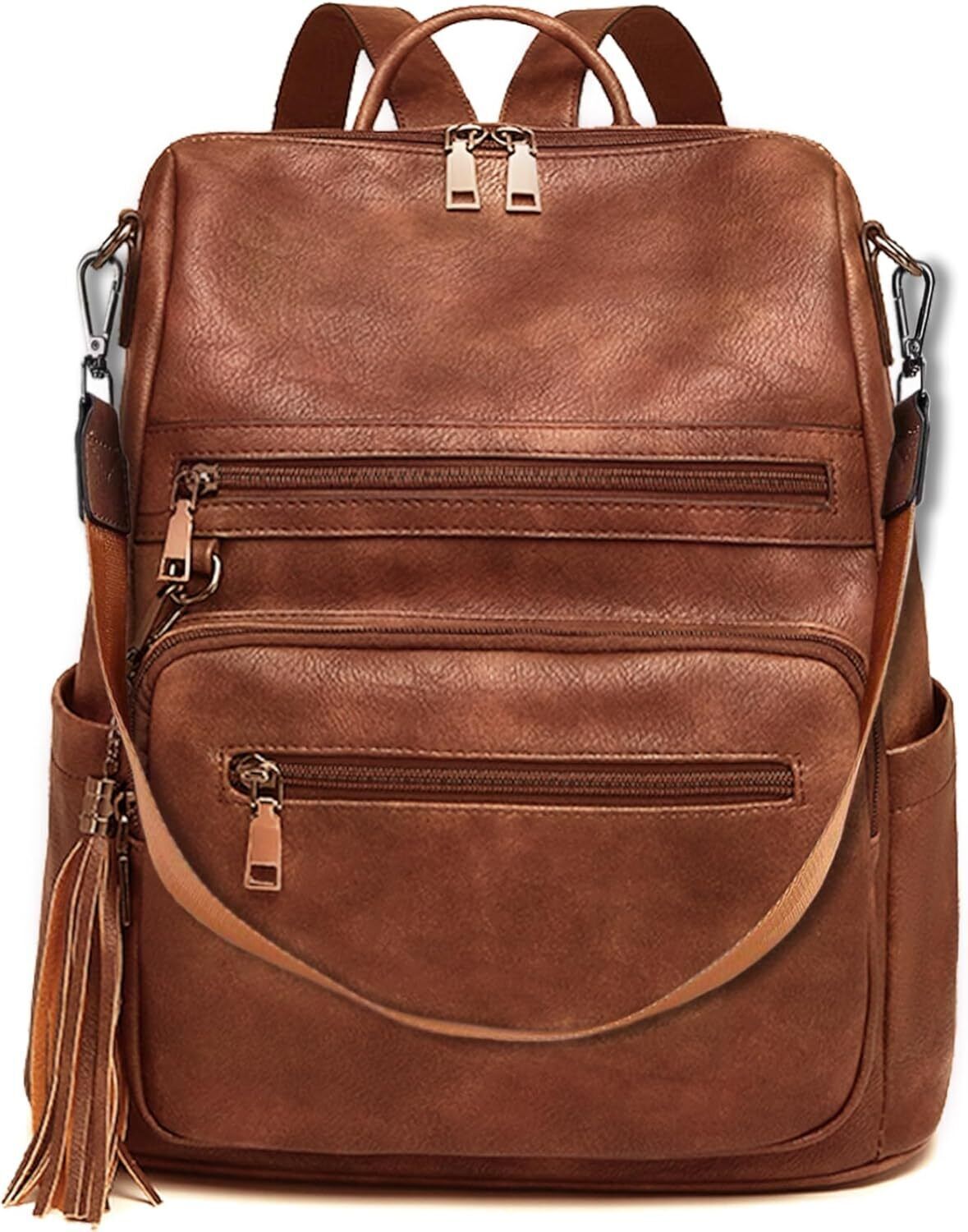 Damen-Rucksack veganem Leder GroĂ Stylisch Frauen Designer Schultertasche