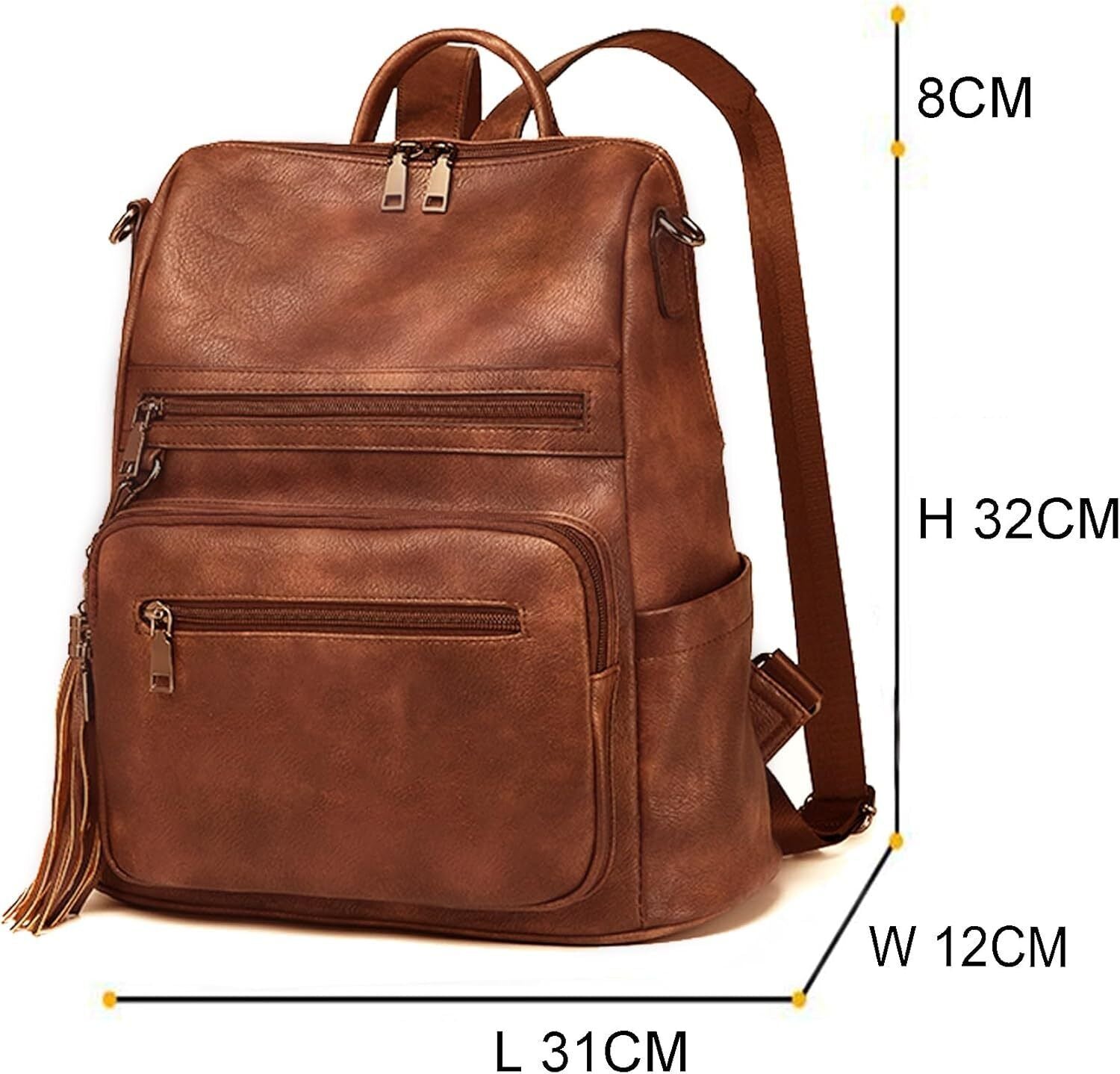 Damen-Rucksack veganem Leder GroĂ Stylisch Frauen Designer Schultertasche