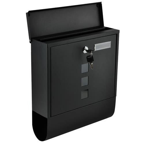 Briefkasten Schwarz A4 mit Zeitungsrolle Schloss Wandmontage Metall