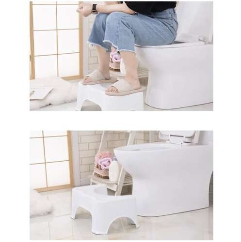 WC Hocker Toiletten Fußstütze – Ergonomischer Toilettenhocker aus Kunststoff Weiß