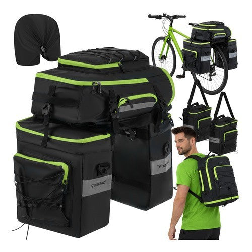 TRIZAND 65L Fahrradtasche wasserdicht 3in1 GepÀcktrÀger Tasche Rucksack Bikepacking Set