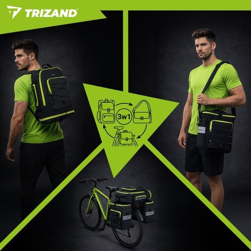 TRIZAND 65L Fahrradtasche wasserdicht 3in1 GepÀcktrÀger Tasche Rucksack Bikepacking Set
