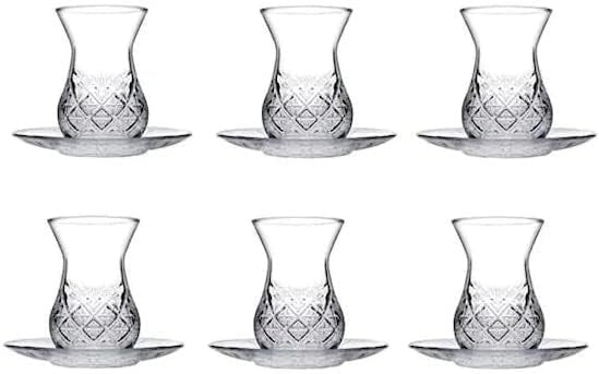 Pasabahce Teegläser Set 12tlg mit Untertasse Glas Teeservice