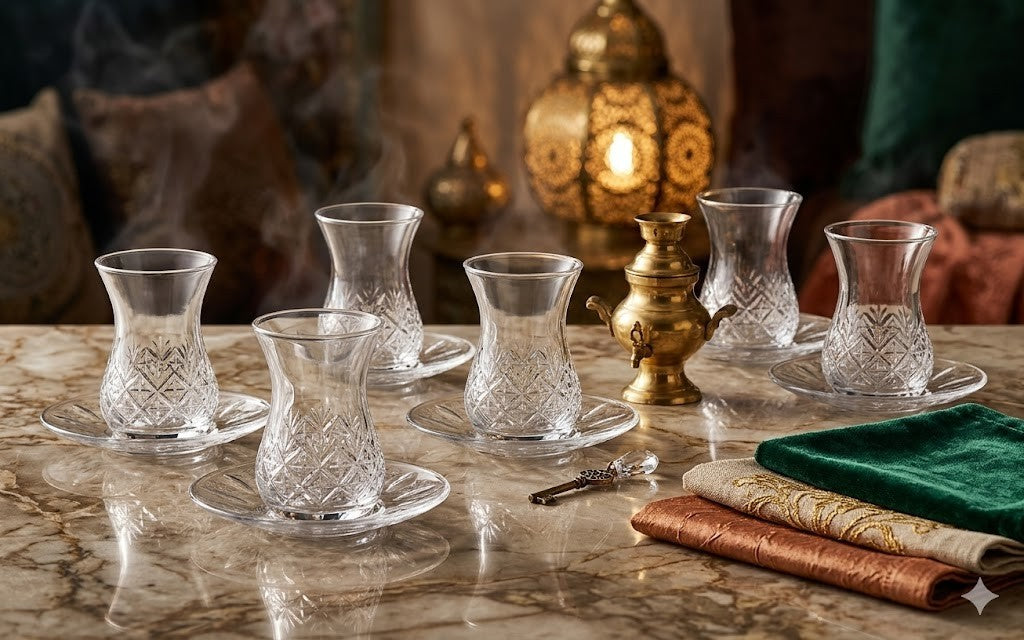 Pasabahce Teegläser Set 12tlg mit Untertasse Glas Teeservice
