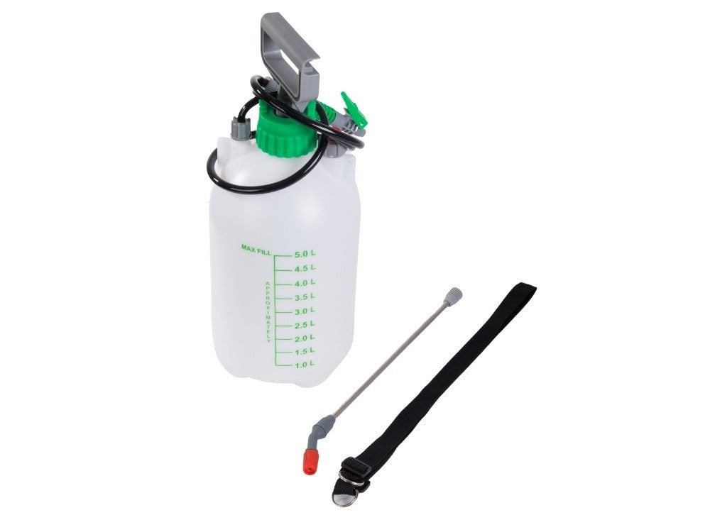 Drucksprüher 5 Liter mit Schultergurt – Gartenspritze Handsprüher mit Lanze und verstellbarer Düse für Garten, Pflanzenpflege und Reinigung