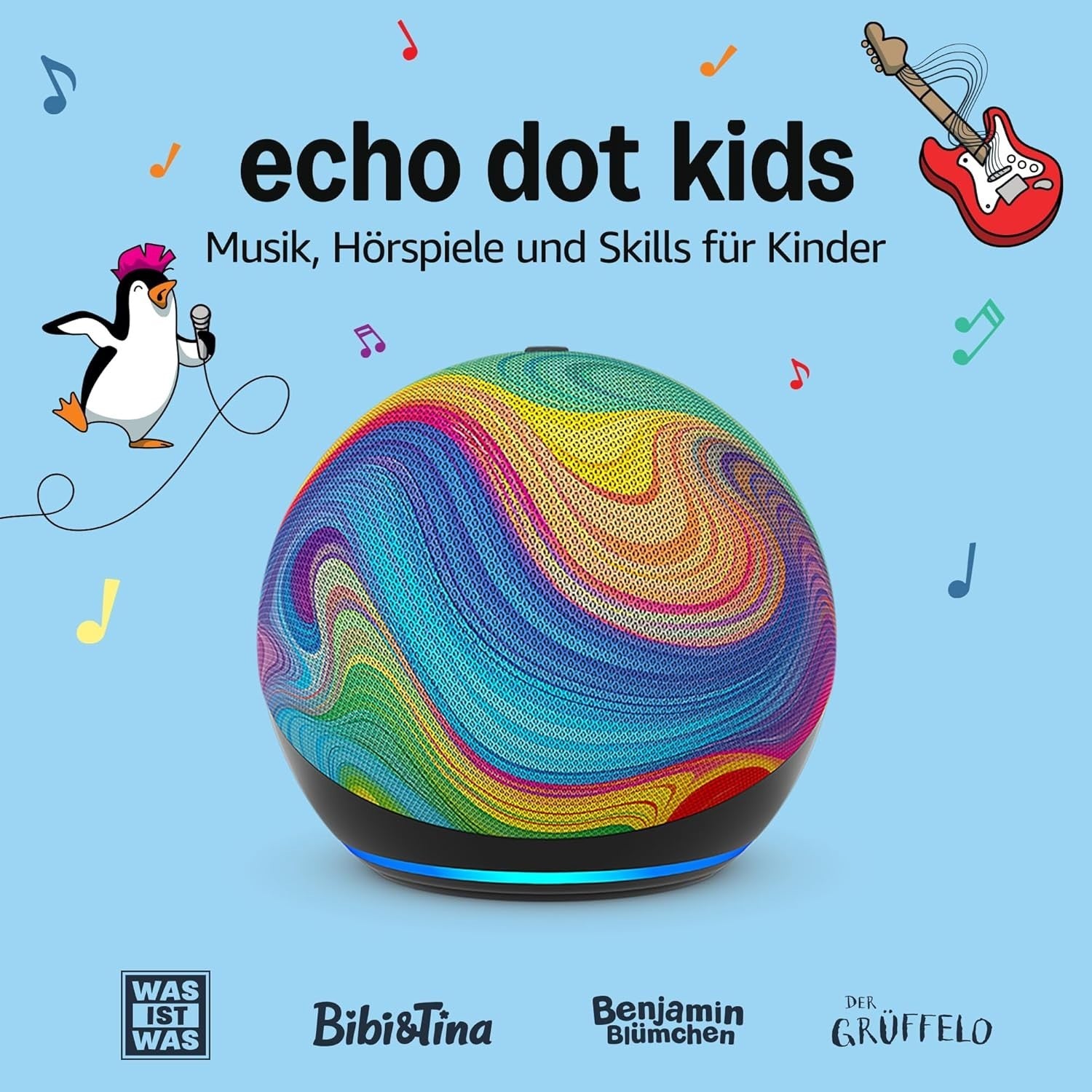 Amazon Echo Dot Kids 5.Gen Alexa Smart Speaker WLAN Bluetooth Regenbogenwirbel