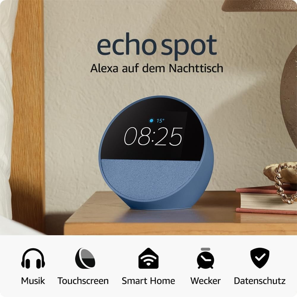 Amazon Echo Spot 2024 Alexa Smart Wecker WLAN Bluetooth Smart Speaker Blau