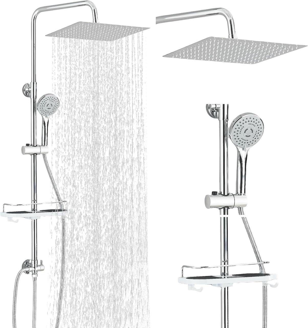 Edelstahl Regendusche Set 30x30cm Duschsystem Kopfbrause Handbrause Chrom