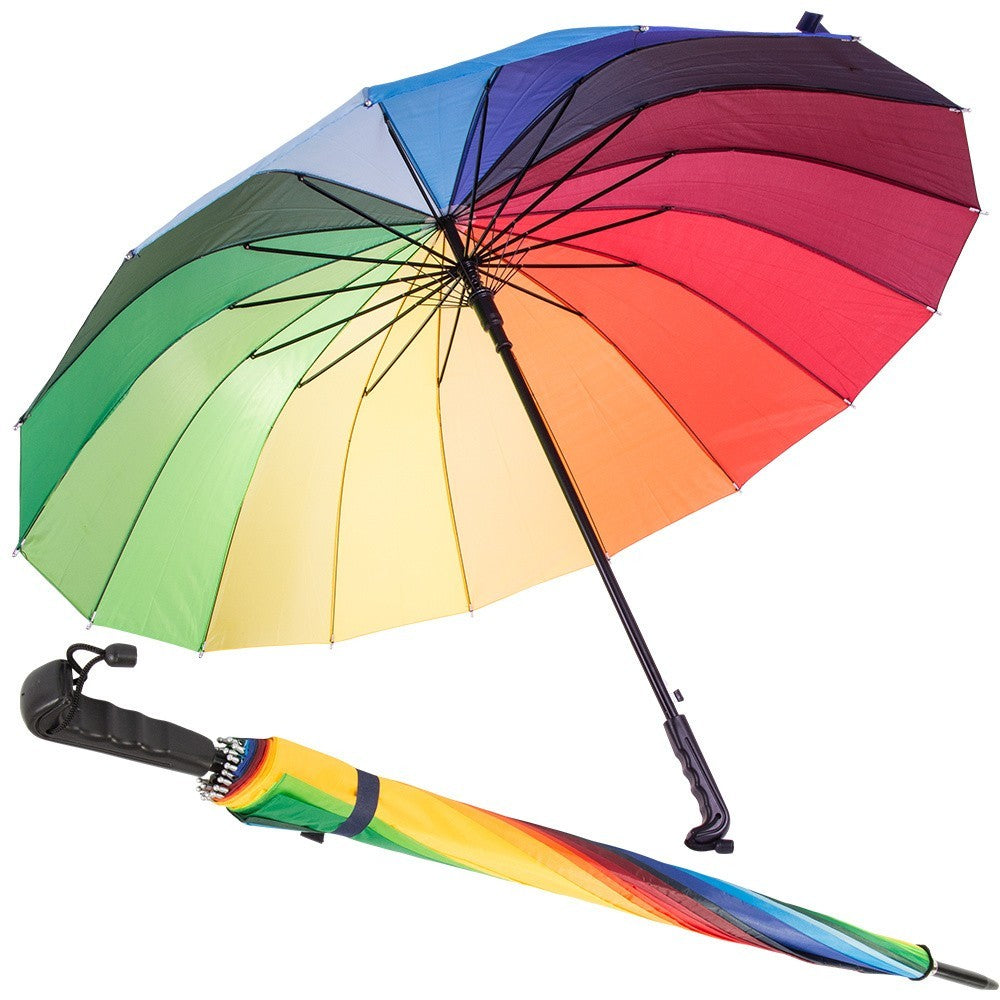 Regenschirm XXL Automatik 18 Streben Windfest Regenbogen Stockschirm Groß