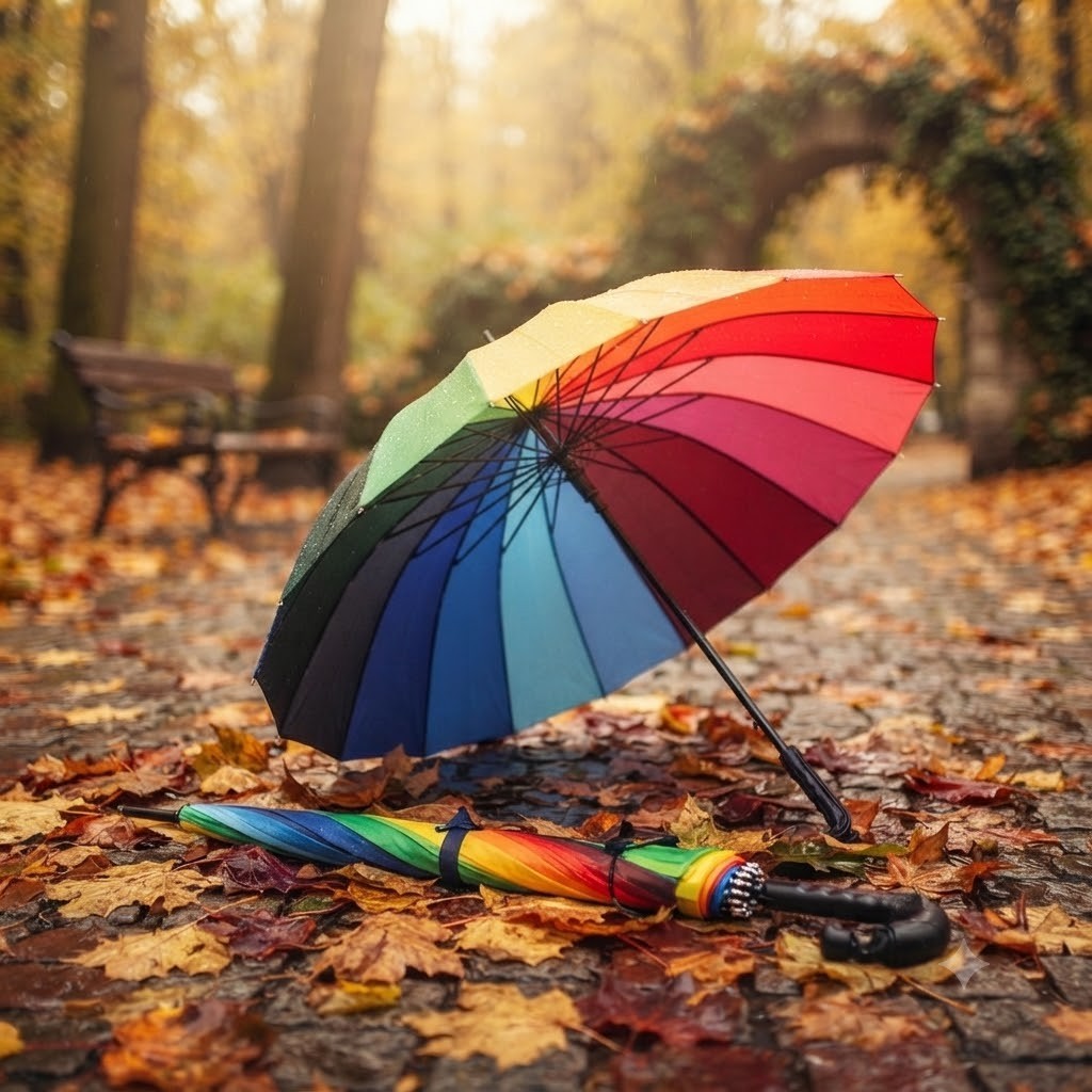 Regenschirm XXL Automatik 18 Streben Windfest Regenbogen Stockschirm Groß