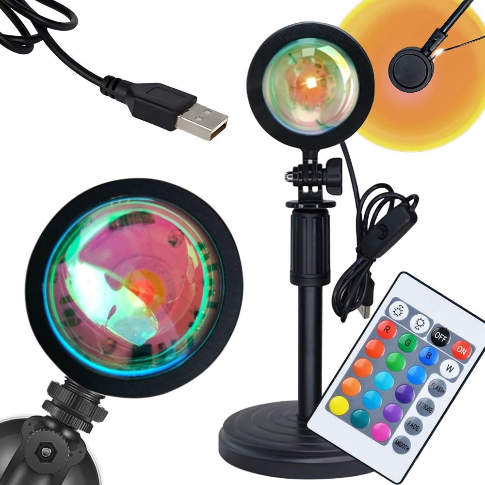 LED Sonnenuntergang Projektor RGB Lampe USB mit Fernbedienung Sunset Light