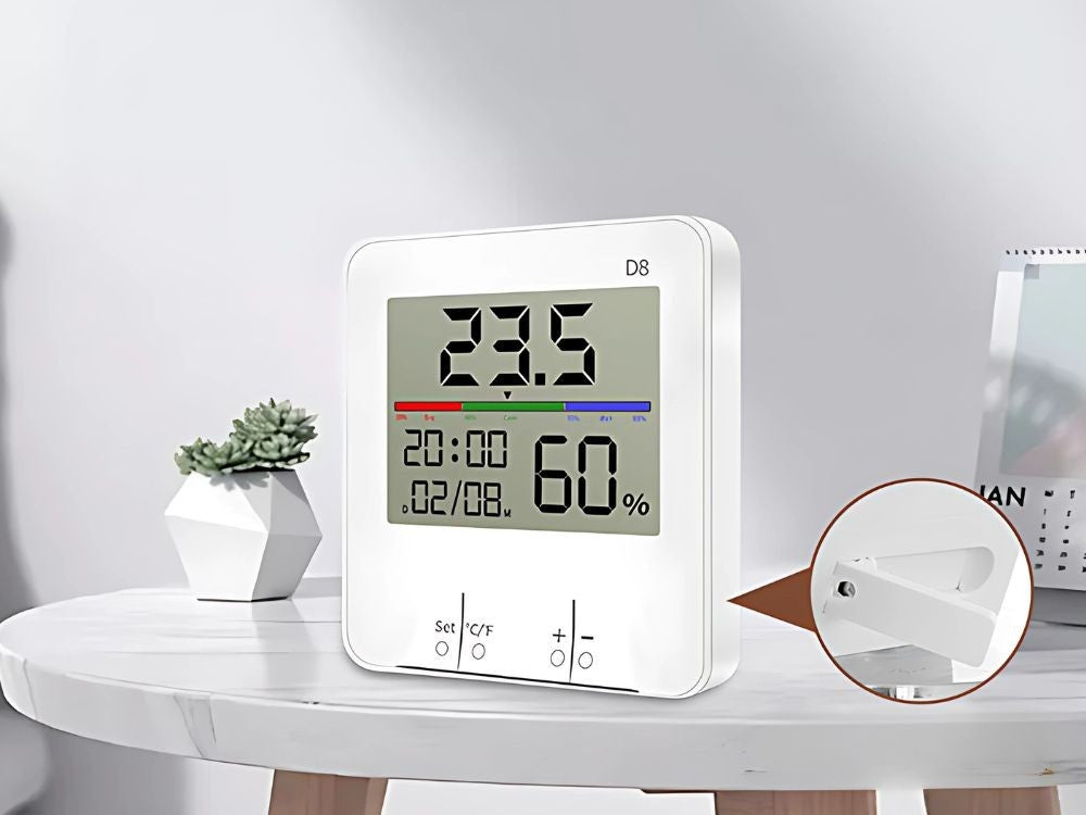 Digitales Thermometer Hygrometer Wetterstation LCD Uhr Kalender Innen