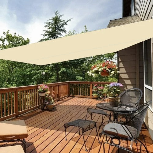 Sonnensegel 3x2m Rechteckig Sonnenschutz UV Schutz Terrasse Balkon Beige